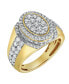 Фото #2 товара Ice Bowl Natural Certified Diamond 2.01 cttw Round Cut 14k Yellow Gold Statement Ring for Men