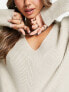 Abercrombie & Fitch v neck jumper in beige