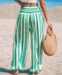 ფოტო #2 პროდუქტის Women's Green Geo Smocked Waist Tapered Leg Pants