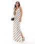 Фото #1 товара Pretty Lavish satin slip maxi dress in asymmetric stripe