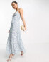 Forever New Petite strappy maxi dress with split in ivory floral Elfenbeinweiß/Blaues Blumenmuster, 42 - фото #4