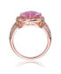 Фото #3 товара Sterling Silver 18K Rose Plated Pink Cubic Zirconia Heart Modern Ring