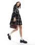 Фото #4 товара New Look crinkle smock mini dress in black check