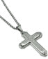ფოტო #1 პროდუქტის Men's Cubic Zirconia Cross 24" Pendant Necklace in Stainless Steel