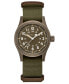 ფოტო #1 პროდუქტის Men's Swiss Mechanical Khaki Field Green Fabric Strap Watch 38mm