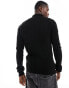 ASOS DESIGN muscle fit knitted essential 1/2 zip jumper in black Черный, S - Chest 38 - фото #2