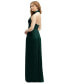 Фото #2 товара Plus Size Band Collar Halter Open-Back Metallic Pleated Maxi Dress