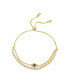 ფოტო #1 პროდუქტის Gold Flash-Plated Genuine White Quartz Evil Eye Multi-Strand Adjustable Bolo Bracelet