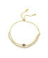 Gold Flash-Plated Genuine White Quartz Evil Eye Multi-Strand Adjustable Bolo Bracelet