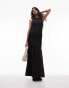 Фото #1 товара Topshop shirred maxi dress with contrast top stitch in black