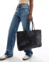 Glamorous large woven tote bag in black