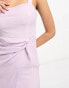 ASOS DESIGN strappy twist waist midi dress with wrap split in lilac