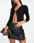 Lola May satin mini skirt in black check