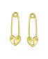 ფოტო #3 პროდუქტის Inspirational Symbol Paper Clip Love Lock Drop Sweet Heart Safety Pin Earrings Stud For Women Teen 14K Yellow Gold Plated .925 Sterling Silver