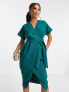 Closet London Petite kimono wrap dress in emerald