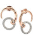 ფოტო #1 პროდუქტის White Topaz Two-Tone Circle Cable Drop Earrings in PVD Stainless Steel and Rose Gold-Tone