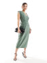 ASOS DESIGN jersey twill sleeveless wrap midi dress in green