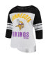 ფოტო #3 პროდუქტის Women's White, Black Minnesota Vikings First Team Three-Quarter Sleeve Mesh T-shirt