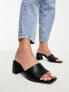 Фото #1 товара Stradivarius square toe chunky heeled sandal in black