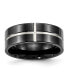 Titanium Polished Black IP-plated Grooved Comfort Fit Band Ring