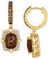 Фото #1 товара Chocolate Quartz (2-1/2 ct. t.w.) & Diamond (5/8 ct. t.w.) Dangle Hoop Earrings in 14k Gold
