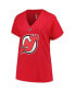Фото #3 товара Branded Women's Jack Hughes Red New Jersey Devils Plus Size Name Number T-Shirt