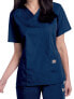 Landau ScrubZone Scrub Top Women's 2XL Blue Short Sleeve Cotton Blend V-Neck