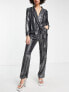 4th & Reckless Tall exclusive sequin tailored trouser co-ord in silver