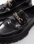 Фото #2 товара ASOS DESIGN loafers with chunky sole and snaffle detail in black leather-BLACK