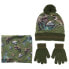 Фото #1 товара Головной убор для мальчиков Jurassic Park "Шапка, перчатки и хомут на шею" 3 предмета Темно-зеленый