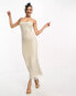 Rare London premium diamante maxi dress in silver