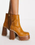 Фото #3 товара ASOS DESIGN Emotive high-heeled platform ankle boots in tan