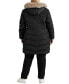 Фото #2 товара Women's Plus Size Faux-Fur-Trim Hooded Puffer Coat