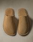 Minimalist split leather slippers