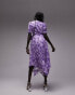 Фото #3 товара Topshop printed midi wrap occasion dress in purple floral