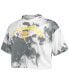 Women's White, Black Los Angeles Lakers Tie-Dye Crop Top and Shorts Set