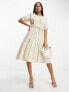 Фото #1 товара French Connection tiered midi smock dress in beige gingham