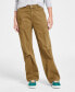 Juniors' High-Rise Washed Cargo Pants Sphagnum, XL - фото #2