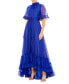 ფოტო #6 პროდუქტის Women's Ruffled High Neck Flutter Sleeve High Low Hem Gown