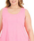 Фото #3 товара Plus Size Solid Essentials Crewneck Tank Top, Created for Macy's
