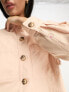 River Island crop button shacket in pale pink