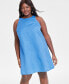 ფოტო #1 პროდუქტის Trendy Plus Size Linen-Blend Halter Shift Dress, Created for Macy's