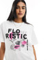 Фото #2 товара ONLY oversized floral graphic t-shirt in white