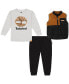 Toddler Boys Berber-Taslan Vest, Logo Heather T-shirt and Fleece Joggers, 3 Piece Set