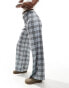 Фото #5 товара ASOS DESIGN textured wide leg pull on trousers in blue check