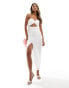 Фото #2 товара Love Triangle lace mix midi dress with cut out detail in white