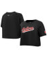 ფოტო #1 პროდუქტის Women's Black New Jersey Devils Boxy Script Tail Cropped T-shirt