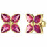 Delicate gold-plated earrings with red zircons Studs Party JUBE02150JWYGRDT/U