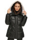Фото #9 товара Women's Faux-Leather Faux-Shearling Hooded Anorak Puffer Coat