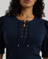 Plus Size Lace-Up Puff-Sleeve Top